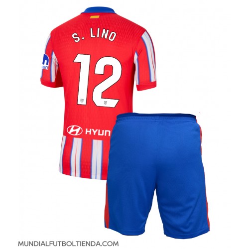 Camiseta Atletico Madrid Samuel Lino #12 Primera Equipación Replica 2024-25 para niños mangas cortas (+ Pantalones cortos)